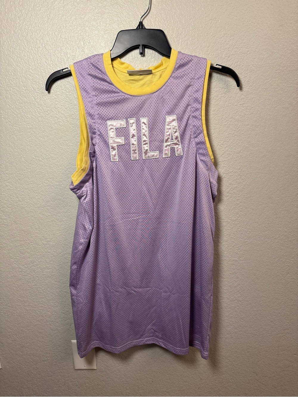 Vintage FILA Mesh Jersey Dress - Purple & Yellow Sport Mini Dress - Size Medium